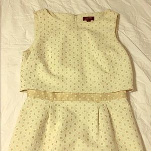 Tahari cream and champagne popover dress